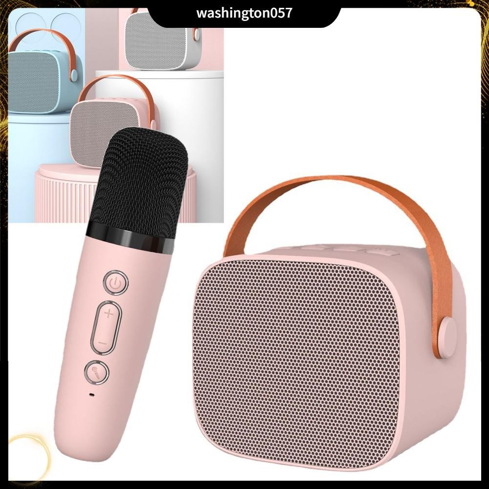 Washington057 Máy Hát Karaoke Mini Âm Thanh Vòm HiFi Loa Bluetooth Di Động Có Mic Cho Gia Đình Ngoài Trời