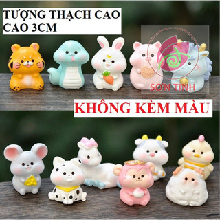 Tô tượng thạch cao 12 con giáp bản 3cm baby mini, tượng thạch cao không kèm màu cọ