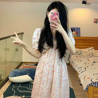 Đầm Pháp Trà Làm Đẹp Tinh Tế Sữa Ngọt Mảnh Hoa Đầm Nhẹ Nhàng Tình Yêu Đầu Tiên Bong Bóng Tay Độc Đáo Eo Chặt Sang Trọng Đầm Dài Mùa Hè