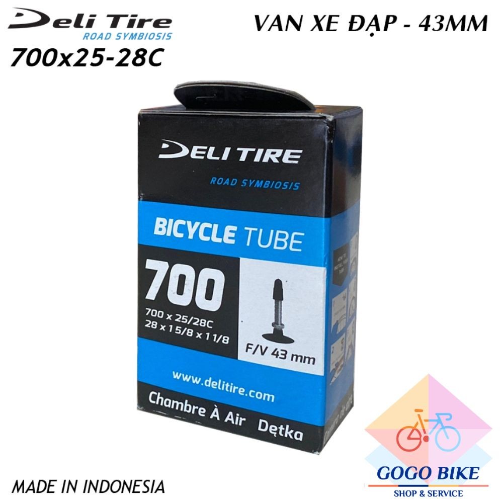 [GoGo Bike] Ruột (Săm) xe đạp Deli Tire 700x25-28c 43mm Van Pháp - Van Xe Đạp