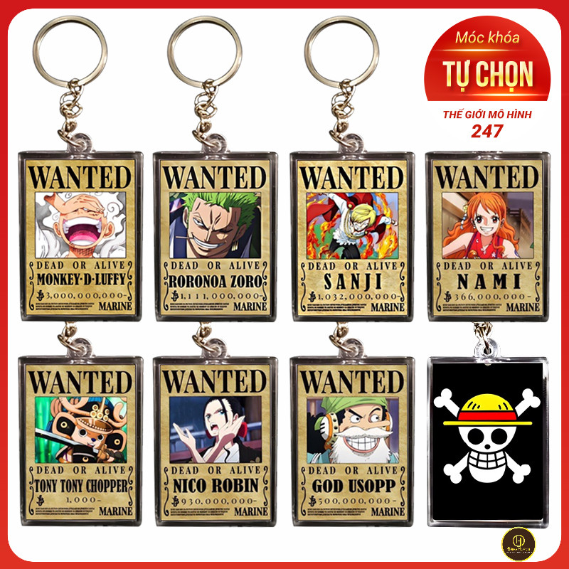 Móc khóa One Piece truy nã chất liệu Mica tùy chọn các mẫu-ĐH