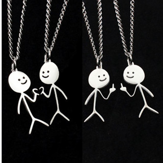 Vòng cổ Mặt Hình Ngón Tay Tạo Hình Trái Tim Màu Bạc Thời Trang Cho Cặp Đôi