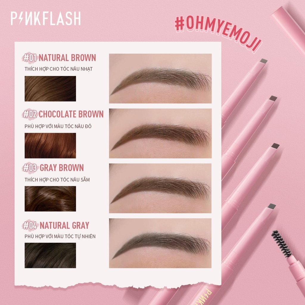 Bút Kẻ Lông Mày PINKFLASH OhMyEmoji,  SkinnyLine Dễ Tán Chống Nước Giữ Màu Lên Đến 8h | BigBuy360 - bigbuy360.vn