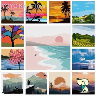 Yoyo❤️ Bộ tranh sơn dầu số hoá Tự Làm Trang Trí Nội Thất 20X20CM tranh tô màu theo số hoá XH123