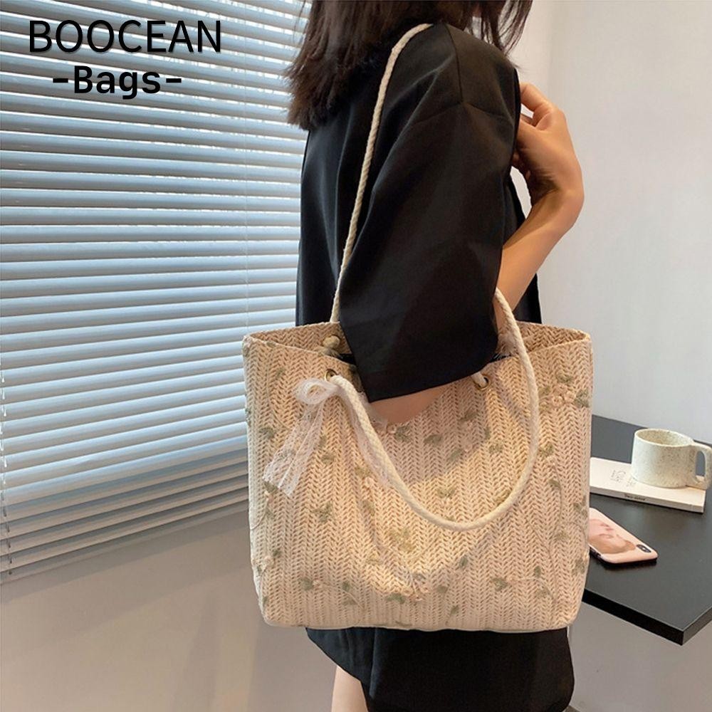 BOOCEAN Túi Rơm Nữ Dệt Túi Xách Dung Tích Lớn