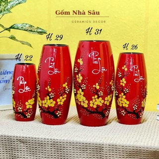 Bình hoa gốm sứ Bát Tràng họa tiết Tài Lộc
