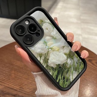 Ốp Điện Thoại Chống Rơi Nước Lãng Mạn Hoa Hồng Trắng Thích Hợp Cho IPhone 11 1213 Pro MAX X XR XS MAX SE 7 Plus 8 Plus 14 15 Pro Ốp Mềm Cá Tính Cho Nam Và Nữ