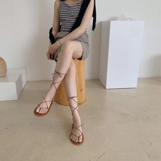 Daxingzhe Đế Mềm Đế Lật Phẳng Dép Đi Biển La Mã Dép Nữ Đi Biển Kỳ Nghỉ Ren Sandal Nữ