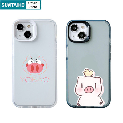 Suntaiho Ngộ nghĩnh Hoạt Hình Dễ Thương Họa Tiết Lợn Trong Suốt Mờ Dành Cho Iphone 15 14 12 13 11 Pro Max IP 7 8 Plus Iphon X Xs XR Xs Max TPU Silicon Softcase Cao Cấp Chống Sốc Ốp điện thoại