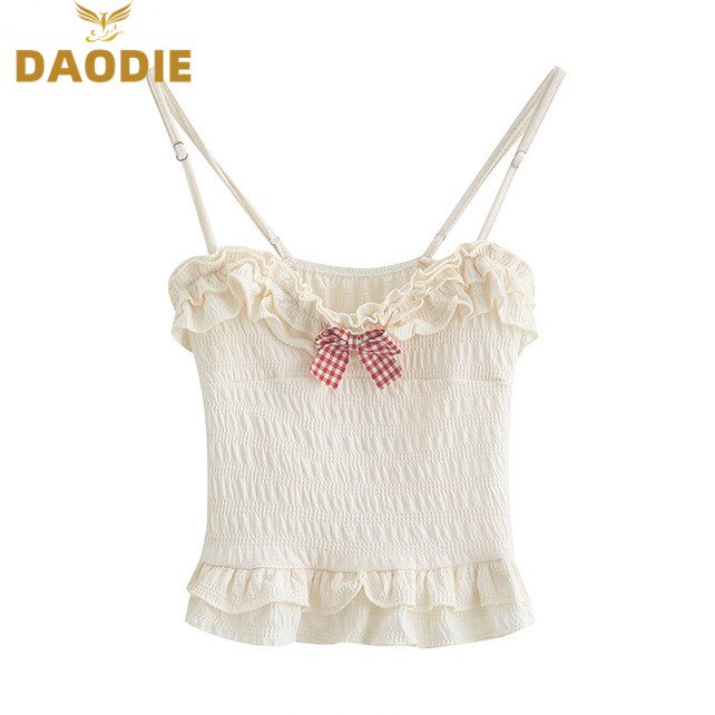 DAODIE áo croptop Áo 2 dây áo ba lỗ Thời trang hàn quốc chic tráng lệ Phong cách cổ điển WBX24301UB 10Z240304 | BigBuy360 - bigbuy360.vn