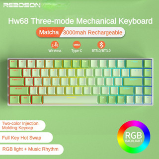 2024 Mới READSON HW68 RGB Matcha 2.4g Bluetooth Không Dây Ba Chế Độ Full Key Hot Swap RGB Red Switch Máy Tính Bàn Phím Cơ Văn Phòng Trò Chơi Sinh Viên