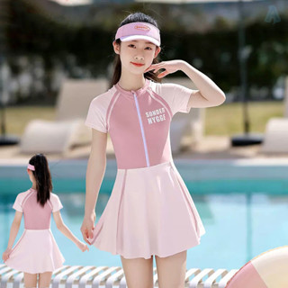 Đồ bơi một mảnh ngắn tay thể thao thời trang thích hợp cho bé từ 3 - 15 tuổi