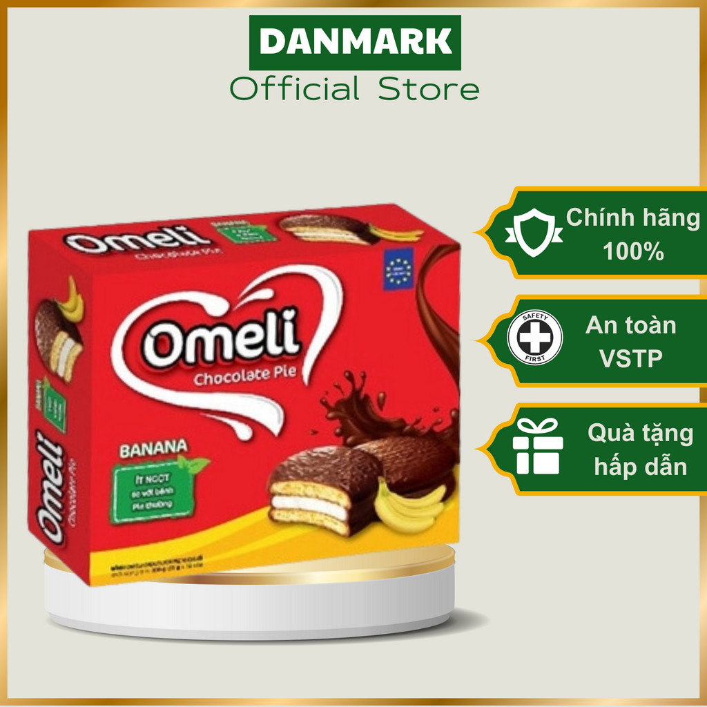 Bánh Pie OMELI Chocolate Vị Chuối Ít Ngọt Ăn Kiêng 300g (25g - 12 gói)