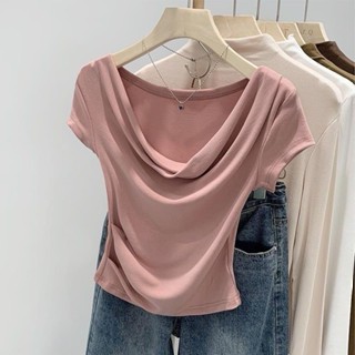 Áo thun nữ mùa hè Slim-fit co giãn ngắn tay mềm mại Áo ngắn