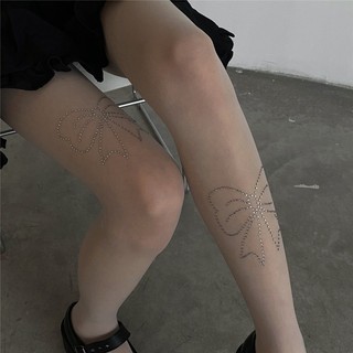 Hot Diamond Bowtie Silk Socks for Girls New Lolita Girls Wear Sexy Jumpsuit Silk Socks Hot Diamond Bowtie JK Silk Socks