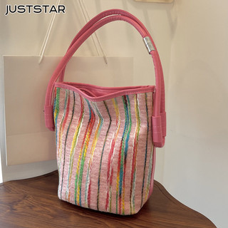 Juststar Phong cách Hàn Quốc thiết kế thích hợp bằng vải canvas thời trang tương phản túi xô một vai dưới cánh tay