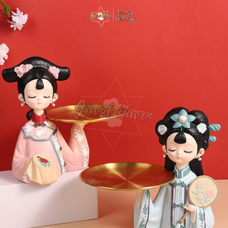 Tương cô gái Tiểu Thư bê khay Grand Haven đựng đồ chìa khoá Mỹ phẩm Decor siêu tiện dụng trang trí nhà cửa