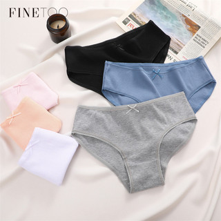 Finetoo Quần Cotton Cho Nữ Ren Gợi Cảm Nữ Nhiều Màu Quần Lót Giữa Eo Quần Lót S-XL