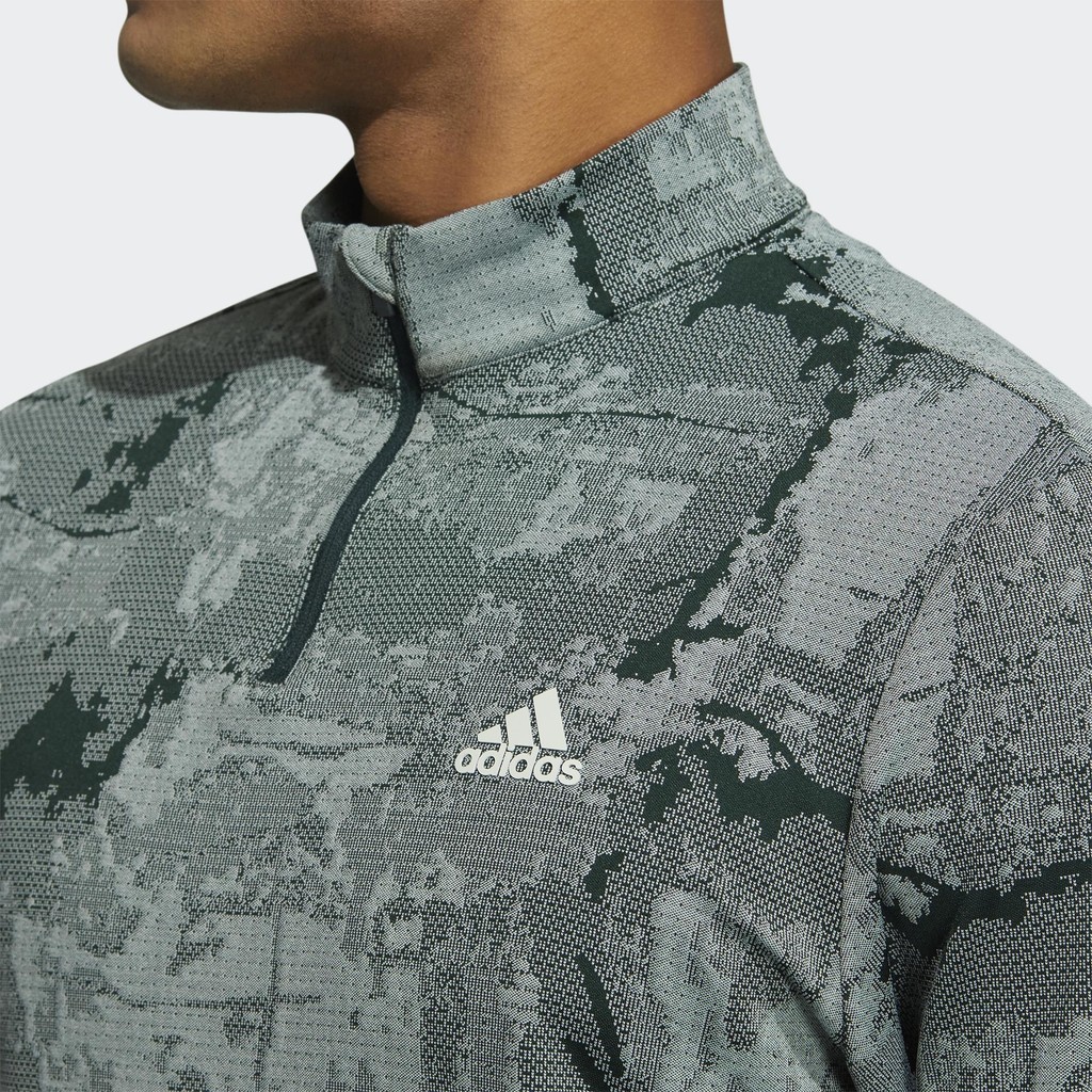 Adidas Đánh gôn Áo Dài Tay Graphic Cổ Đứng Khóa Kéo Nam màu xanh lá HG8222