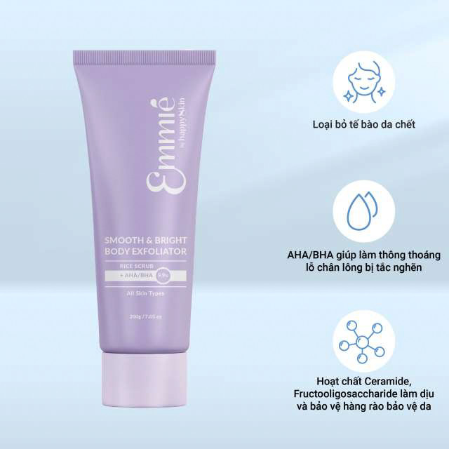 Ảnh 2 của Tẩy Tế Bào Chết Làm Sáng Da Toàn Thân Emmié by HappySkin Smooth & Bright Body Exfoliator 200g