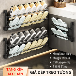 Kệ Dép Gắn Tường Đa Năng MM HOUSE Không Cần Khoan Tiện Lợi  Treo Khăn Nhà Tắm Có Thể Gấp Lại Thông Minh 2 Tầng
