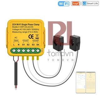 Tuya wifi bộ điều khiển bật tắt 80a đồng hồ năng lượng hiện tại biến áp kẹp kwh màn hình điện thống kê thiết bị giám sát tương thích alexa google home để điều khiển bằng giọng nói