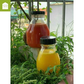 Chai thuỷ tinh vuông lùn nắp nhựa 300ml