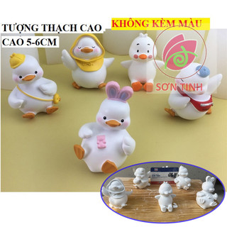 Tượng VỊT HÀI HƯỚC mini, tô tượng thạch cao , tượng trắng decor