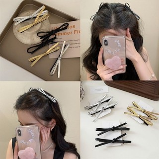 Kẹp tóc nơ da cho nữ tối giản Instagram đen ngọt ngào mát mẻ bên kẹp nổ kẹp tóc kẹp cạnh kẹp tóc phụ kiện tóc mũ nón