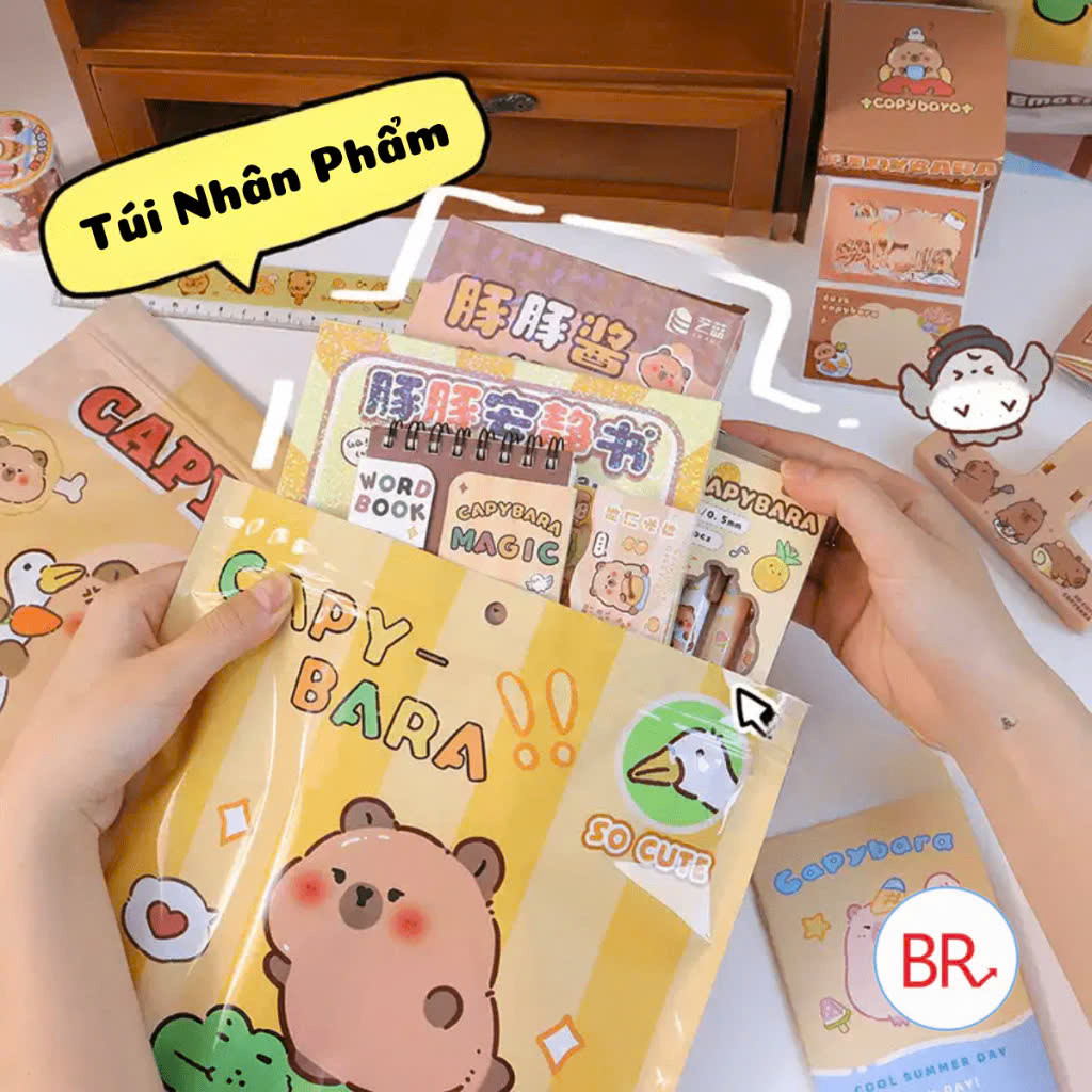 Túi mù Blind pack 8-10 món đồ chơi Capybara, Babythree Lucky bag set quà tặng cho bé, túi test nhân phẩm, quà tặng