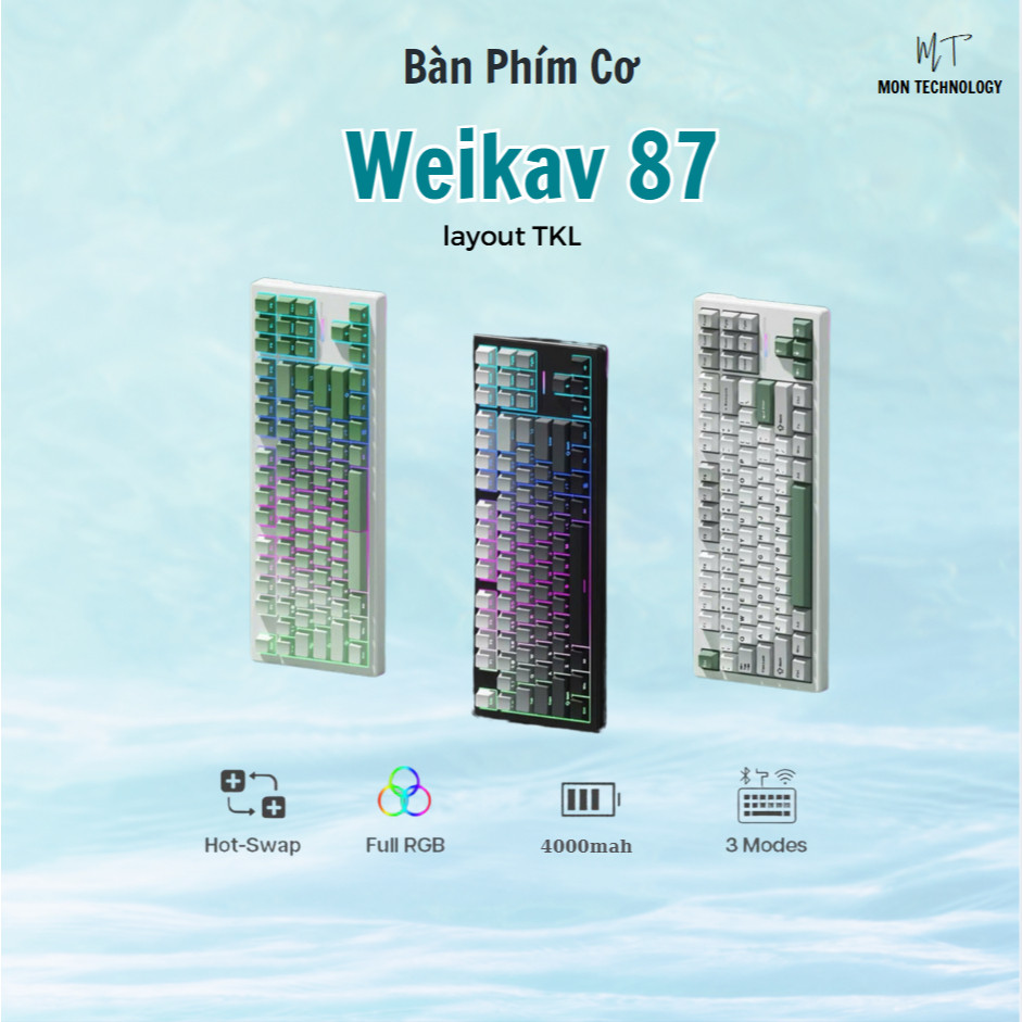 [Pre-Order] Bàn phím cơ Weikav 87 | Led RGB | Plate PC | Gasket Mount | Keymap QMK/ | BigBuy360 - bigbuy360.vn