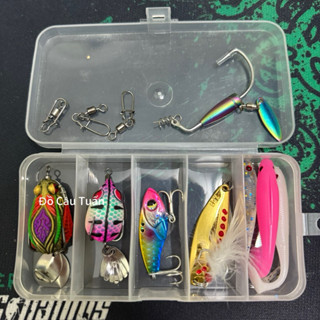 Combo Hộp Mồi Câu Lure 5 Mồi Đủ 3 Tầng Nước, Đa Dạng Địa Hình-Toman Ve Sầu,Chado H1 MiniThìa Lượn,Cá Sắt baofishing