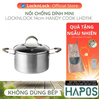 Nồi nấu ăn mini LocknLock chống dính 14cm Chính hãng Handycook có nắp LHD1142 - Không dùng bếp từ - HAPOS OFFICIAL