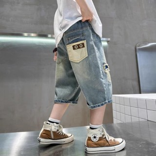 20-60kg Quần Ngố Jean Đơn Giản, Màu Xanh Nhạt, Cào Xước, Thời Trang Phong Cách Hàn Quốc Dành Cho Bé Trai