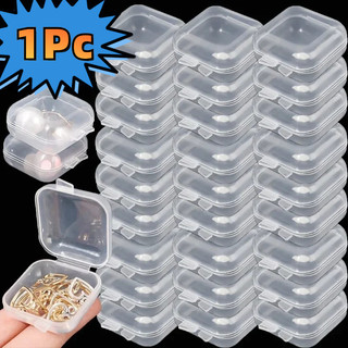 Sfse - Hộp đựng đồ bằng nhựa Mini - Thiết kế nắp lật - Di động, chống bụi - Dụng cụ sắp xếp vuông trong suốt - Hộp trưng bày bao bì trang sức - Hộp đựng nhẫn bông tai