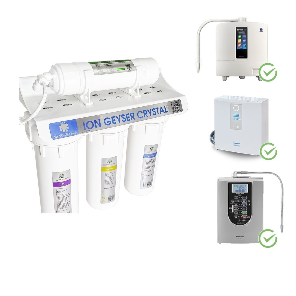 Bộ tiền lọc Nano Geyser Ion Crystal. Bộ tiền xử lý cho máy ion kiềm, Bộ lọc thô đầu nguồn -Tích hợp 
