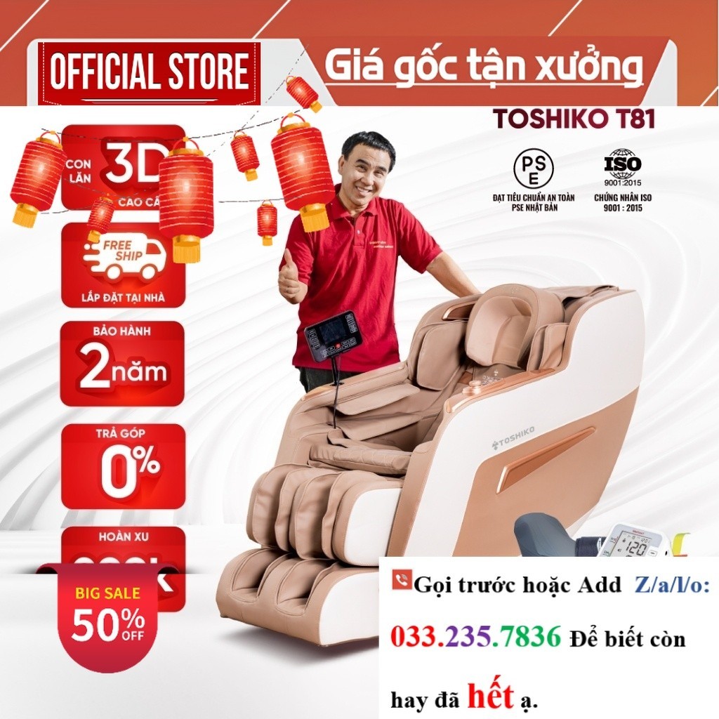 Ghế massage Toshiko T81 công nghệ con lăn 3D cao cấp <new