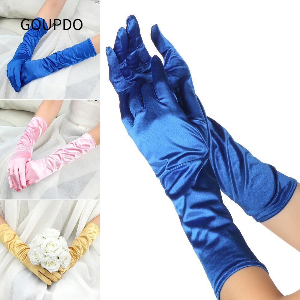 GOUPDO Găng tay dài ngón tay Tiệc dạ hội Trang phục khuỷu tay đám cưới