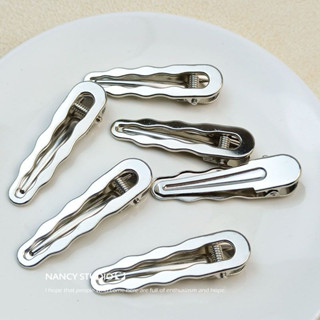 Bạc Sóng Giọt Nước Kẹp ins Nhật Bản Đơn Giản Hợp Kim Bên Kẹp Cô Gái Ngọt Ngào Mát Hàng Ngày Tất Cả Trận Đấu Kẹp Tóc