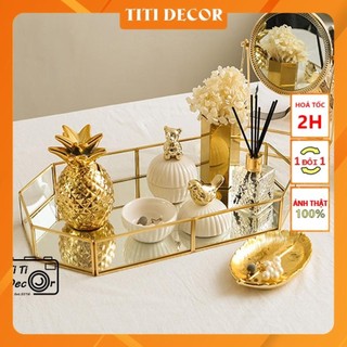 Khay gương bát giác trang trí chụp ảnh, decor nhà cửa cửa hàng