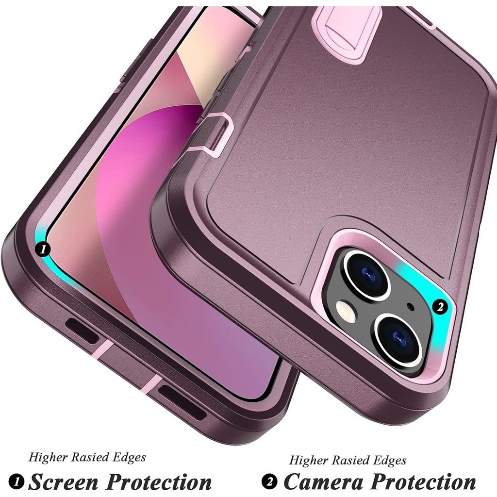 2 Chiếc Kính Cường Lực Camera Bảo Vệ + 1 Chiếc Ốp Lưng Chống Sốc Cho iPhone 16 15 14 Plus 13 Mini 12 11 Pro Max Ốp Điện Thoại Có Giá Đỡ Bảo Vệ Hạng Nặng Chống Bụi Cổng Bao Chống Trơn Trượt