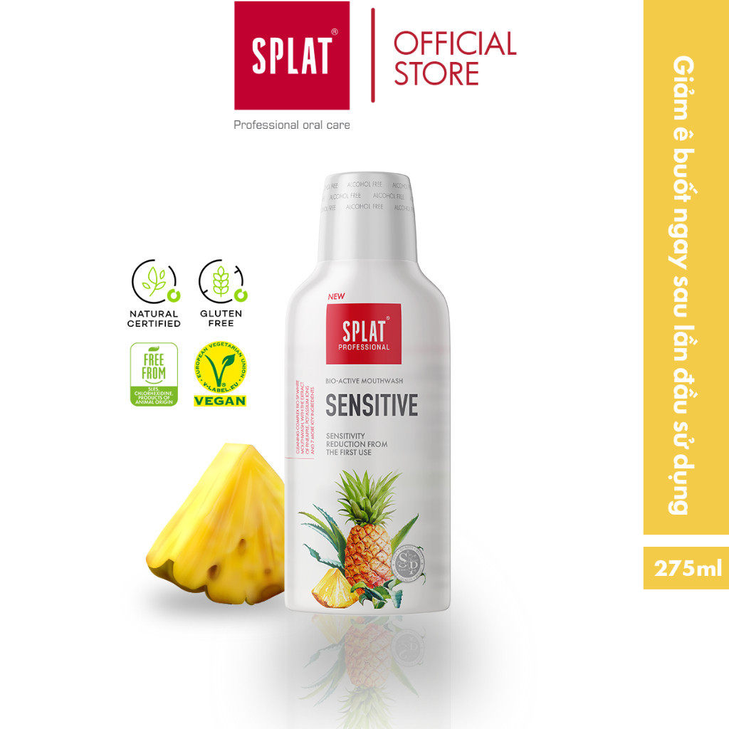 Nước Súc Miệng SPLAT Sensitive Professional series Chiết Xuất Dứa Giúp Giảm Ê Buốt Răng, Đem Lại Hơi Thở Thơm Mát 275ml