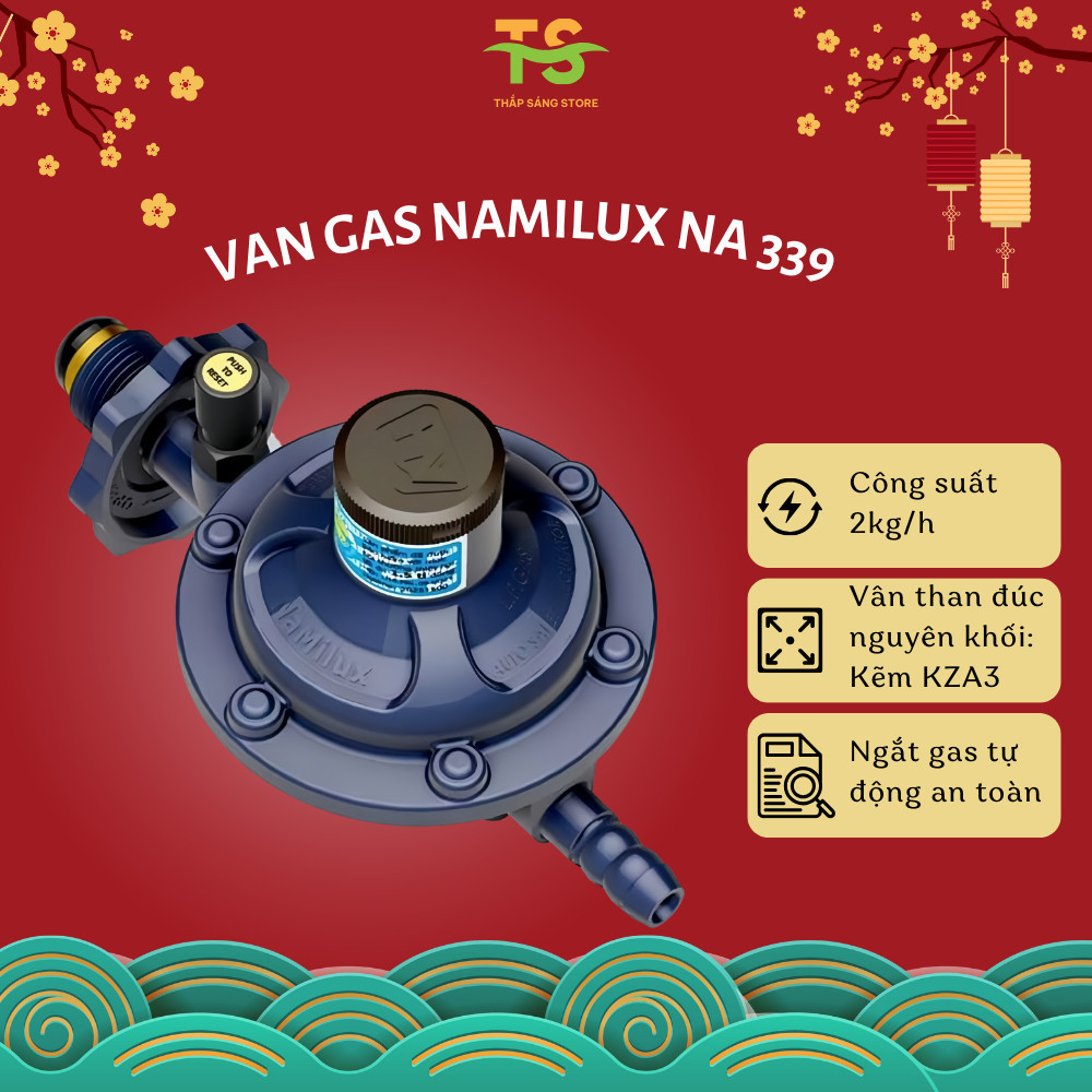 Van gas Namilux, van ngắt gas tự động đúc nguyên khối kẽm, van bình ngắt ga an toàn cho người dùng NA 339