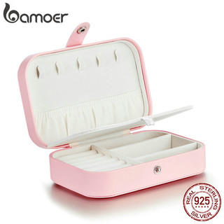 Bamoer màu hồng đa năng da pu hộp trang sức hộp bảo quản vòng hiển thị hộp đựng nữ hộp bảo quản lồng bz0065