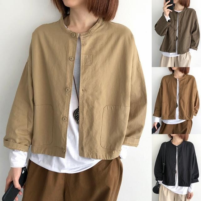 Plus Size Nữ Mùa Thu Áo Khoác Nữ Rời Áo Khoác Ngoài Ngắn Top Nữ Mỏng Phong Cách Màu Trơn Dài Tay Cardigan