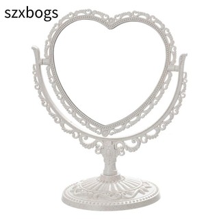 Szxbogs Gương phong cách Bắc Âu, Gương trang điểm để bàn cổ điển hình trái tim, Gương trang trí xoay hai mặt cổ điển