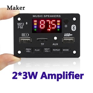 Bảng mạch khuếch đại âm thanh mp3 6v-12v bluetooth 5.0 hỗ trợ tf usb aux 6w 6v-12v cho xe hơi