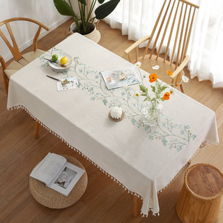 Khăn trải bàn Trang trí nội thất Khăn trải bàn dài đơn giản Cotton và vải lanh dệt kim Thảm trải bàn thêu