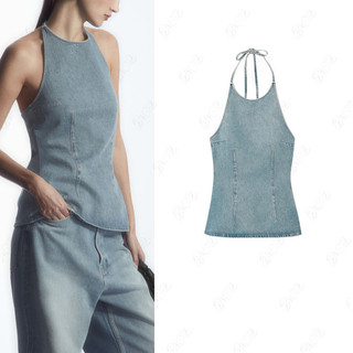 Zara Mùa hè Phong cách mới Slim-fit Slimmer Look Gợi cảm Halter Top 1208892