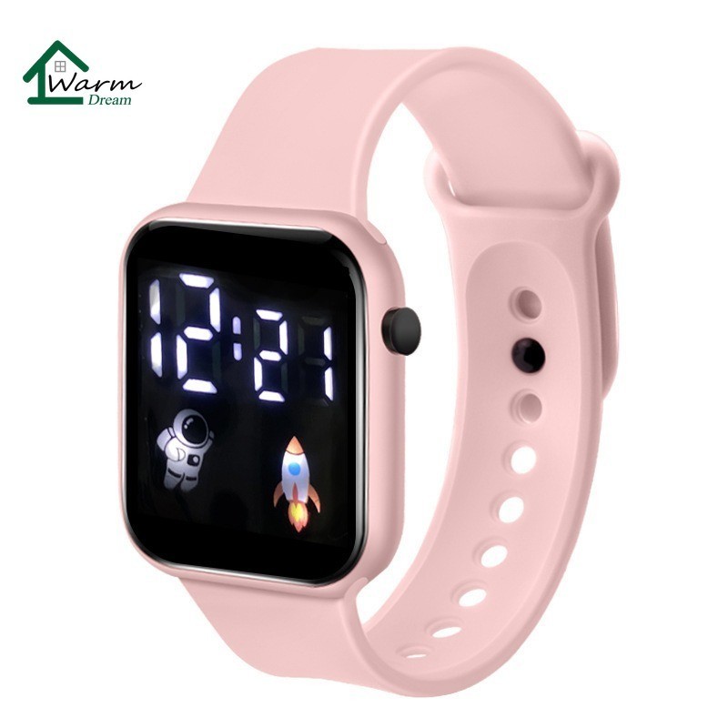Đồng hồ vuông phi hành gia Đồng hồ trẻ em Đồng hồ kỹ thuật số LED chống nước cho bé trai bé gái Sinh nhật